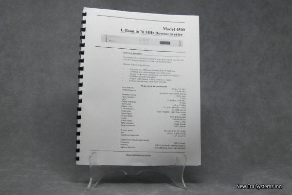 Satellite Systems Corporation 4500 Model Downconverter Manual